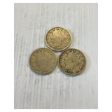3 Liberty V nickels
