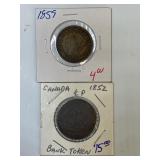 1852 & 1859 Canada 1/2 cent & large Cent