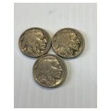 1930, 1935-S, 1936 Buffalo Nickel x3