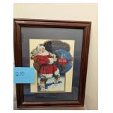 Framed Needlepoint Santa 13x16.5.