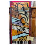 Music themed Stained Glass.16.5x36. great conditio