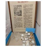 2 Nativity Sets and Framed Print. 1 Frosted Glass