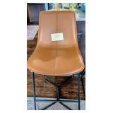 . Brown Faux leather barstool. 39 h. 25 seat h.