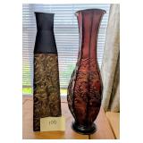 2 decorative metal urns. 22 h each.