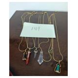Crystal and Stone Pendants on chains.