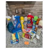 Cleaning supplies. Half to full bottles and cans