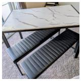 Apartment Size metal and faux marble top table and