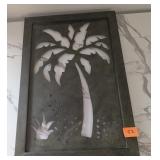 Green Palm tree metal wall art. 18x27