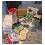 kitchen Variety gadgets, towels and containers. Al