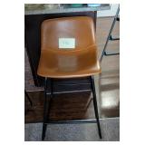 Brown faux leather barstool. 34 h. 24 seat h.