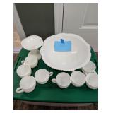 Milk Glass Punch Bowl set. 8 cups. No chips or cra