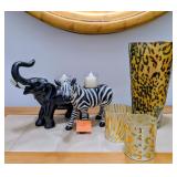 Safari themed candle holders and vase