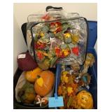 Assorted Fall decor. Wreath, Pumpkins, pillows, et