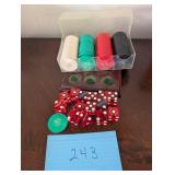 Poker Chip set and Casino Dice. Chips are monogram
