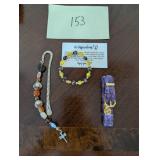 2 Stone and Glass Bracelets and Bookcharm.