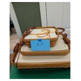 3 Longaberger Baskets with Lidded casseroles. Ba