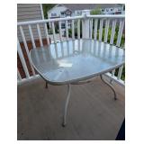 Hampton Bay white metal table with frosted tempere