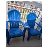 Royal Blue Adirondack style plastic chairs. Some f