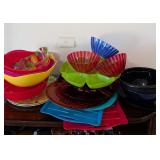 Variety Plastic and Melamine party platters and bo