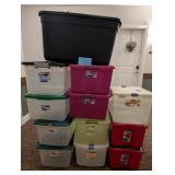 12 Storage Bins. Variety of Sizes.