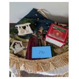 Nativity Scene Tree Skirt, Candle Holder, Ornament