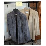 2 Valerie Stevens Silky Suede Jackets. 1 Tan, 1 gr