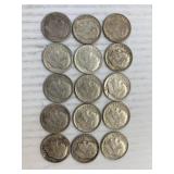 15 SILVER ROOSIE DIMES