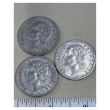 3 Francs 5 Aluminum 1-1946, 2 1949 one b