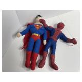 2 plush Super Heros Superman/Spiderman
