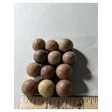 12 Vintage Clay Marbles 1/2"