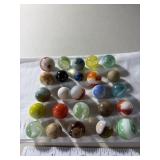 25 Mixed Vintage Marbles 3/8" to 5/8"