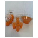 Vintage orange Glass Hostess Set