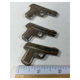 3-Metal Diecast Colt-Style Toy Pistol Cracker Jack