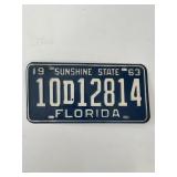 1963 FLORIDA  LICENSE PLATE