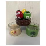 LOT OF 2, M&M CANDLES & LIDS