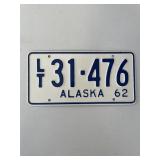 1962 ALASKA LICENSE PLATE