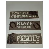 LOT OF 3 SMALL WESTERN SIGNS