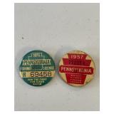 VINTAGE PA   FISHING LICENSE PINS, LOT OF 2