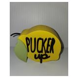 LEMON "PUCKER UP" WOODEN BLOCK SIGN