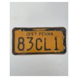 1957 PA  LICENSE PLATE