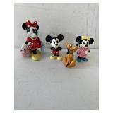 4 DISNEY FIGURINES: MICKEY. MINNIE & PLUTO, WALT