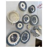 2 Boxes of Currier and Ives Dishes