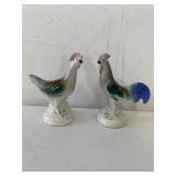 TWO CHICKEN FIGURINES, LUSTRE FOREIGN 7871, PORCEL