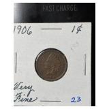 1906 One cent coin US