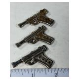 3-Metal Diecast G-Man toy Pistols Cracker Jack