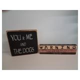 2 DOG WOODEN BLOCK SIGNS