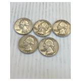 5 SILVER WASHINGTON QUARTERS