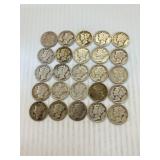 25 SILVER MERCURY DIMES