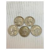 5 SILVER WASHINGTON QUARTERS