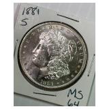 1881 S Morgan SIlver Dollar MS64